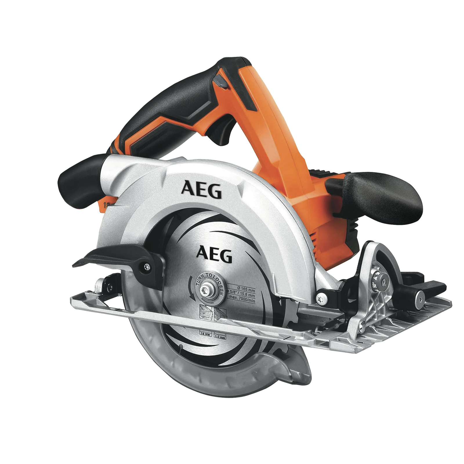 4: AEG akku rundsav 18V 0-vers BKS 18/0 ø165mm uden batteri og lader